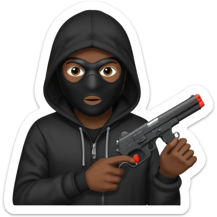 Hoodlum burglar madk and gun with switch and extended clip sticker