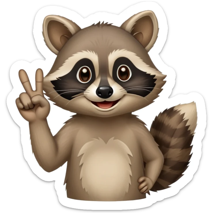 smiling raccoon that is giving the middle finger saying fuck you  sticker