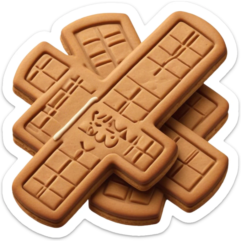 Cinematic Realistic Speculaas Biscuit Emoji, featuring spiced, crisp cookies rendered with lifelike detail and warm, aromatic lighting. sticker