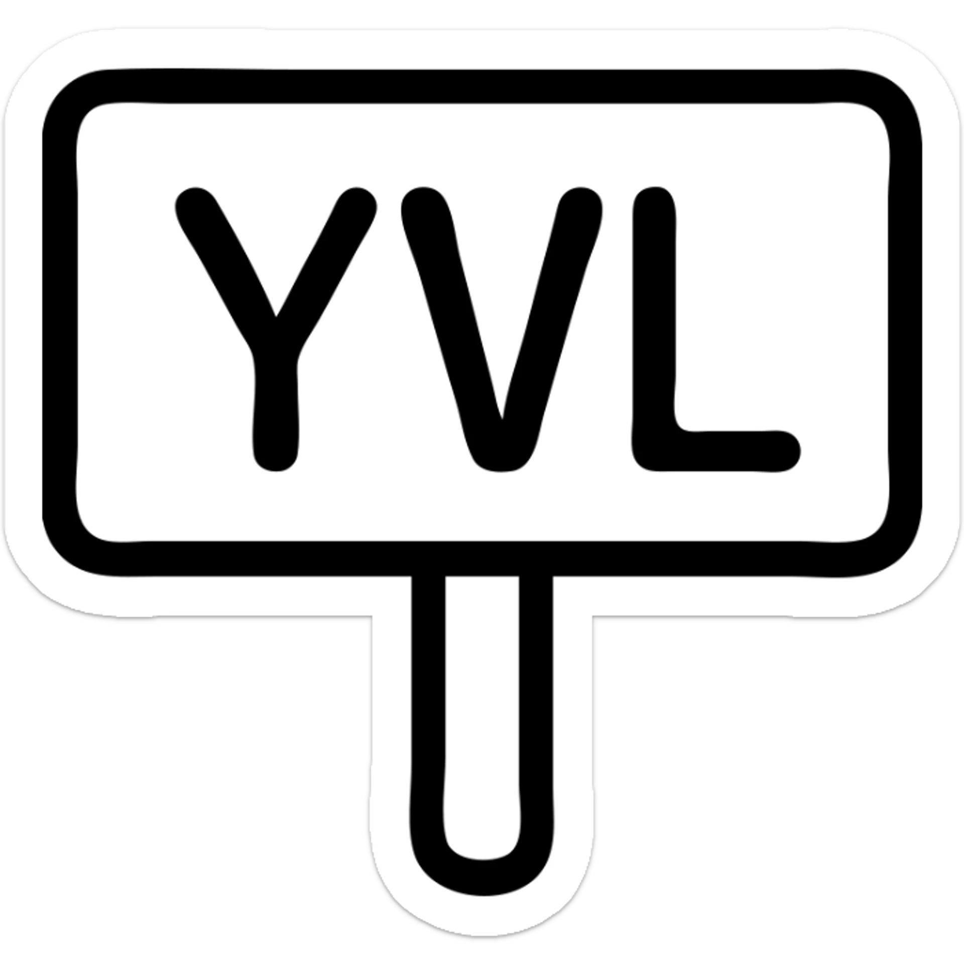 YVL sign inspired by Playboi Carti, icon style, simple shapes, strong outline, subtle hip-hop flair sticker