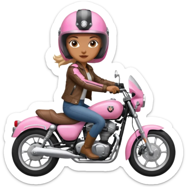 woman rider riding pink motorbike sticker