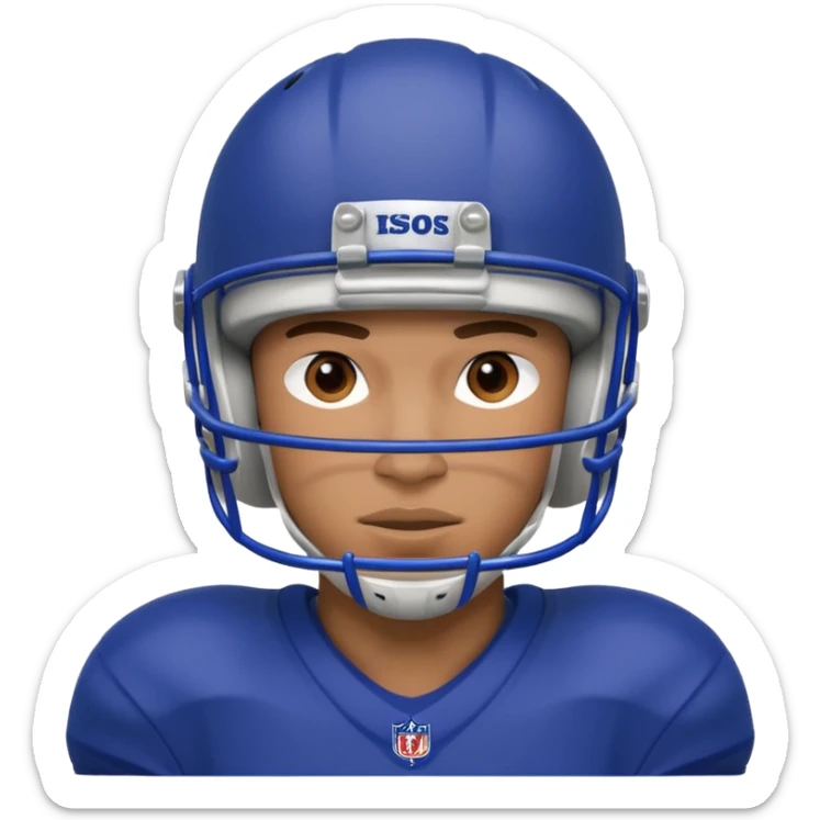 College football player helmet in deep royal blue color add face sticker