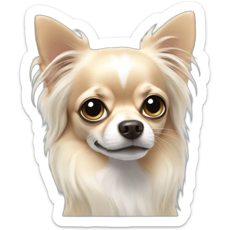 long-hair-chihuahua white hair black around the eyes sticker