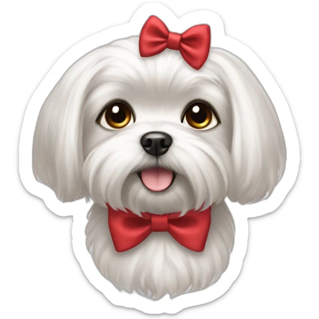Maltese dog female with a hair bow and black eyes, sticker