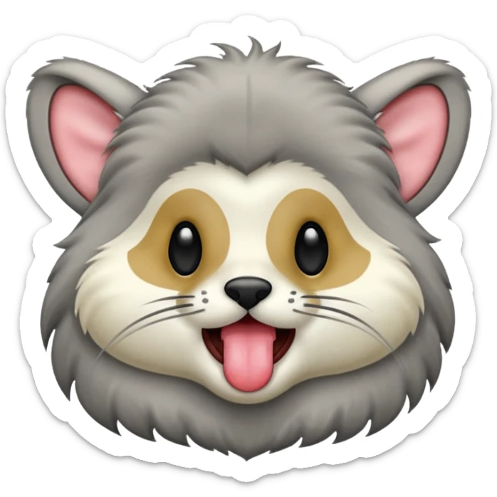 A thrunbo from the game rimworld. Front view, sticks the tongue out and licks sticker