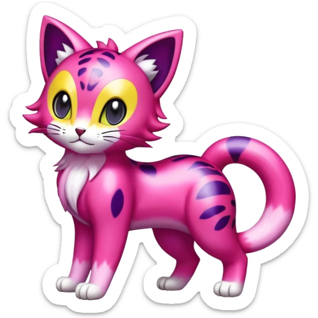 Shiny Colorful Liepard-Skitty-Delcatty-Pokémon-Fakémon-hybrid-creature (full body) sticker