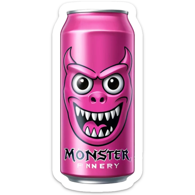 Pink monster energy drink with the logo of original monster company energy drink do not add the face in it just normal monster can  sticker