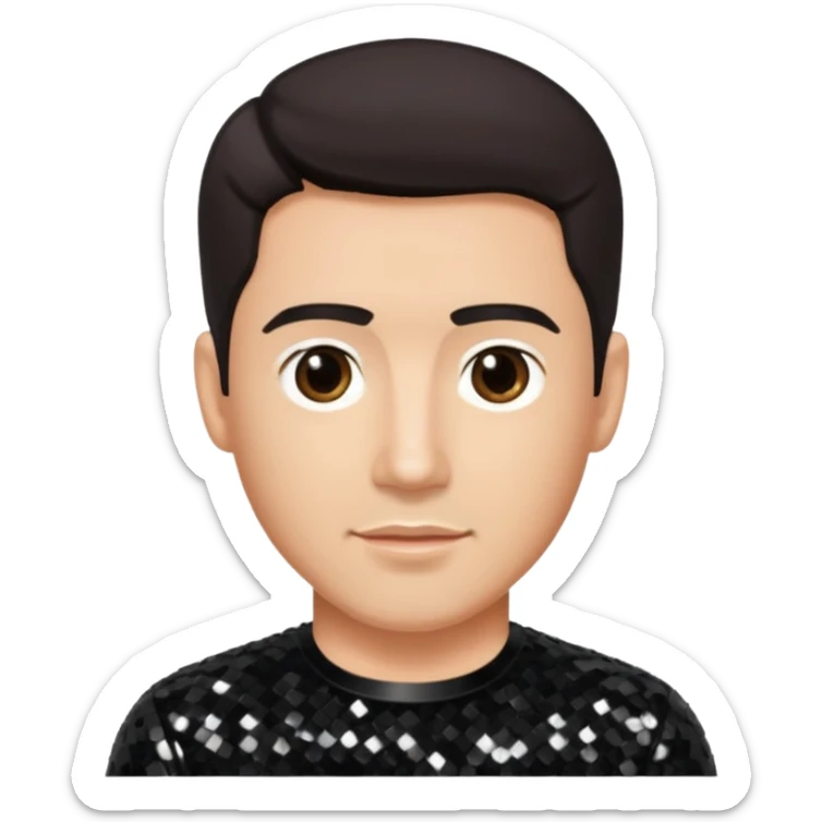 Jonathan Knight from NKOTB with light skin, dark brown hair, black sequin shirt sticker