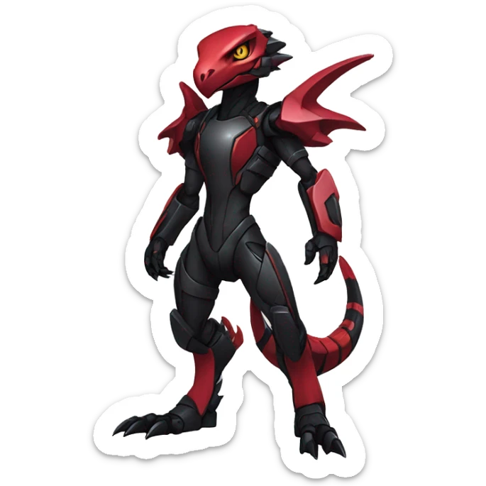  Cool Edgy Futuristic Punk Black Red Digimon-Fakemon-Raptor-Genesect-Reptile full body sticker