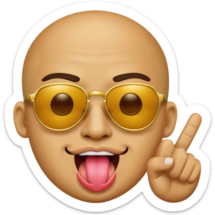 Fassa um emoji simples aquele da carinha amarelo de óculos escuro dando uma língua bem ofensiva e mostrando o dedo do meio da mesma forma.o óculos tem que ser escuro total sticker