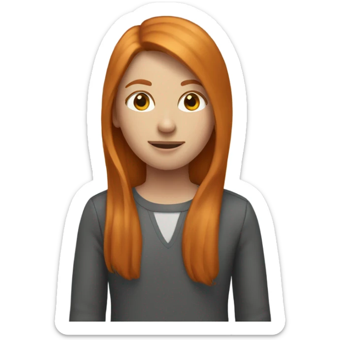 A girl has ginger, straight hair. Her hair is long  sticker