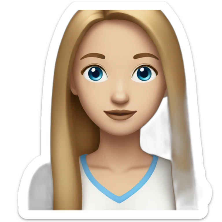 women long light brown straight hair and blue eyes sticker