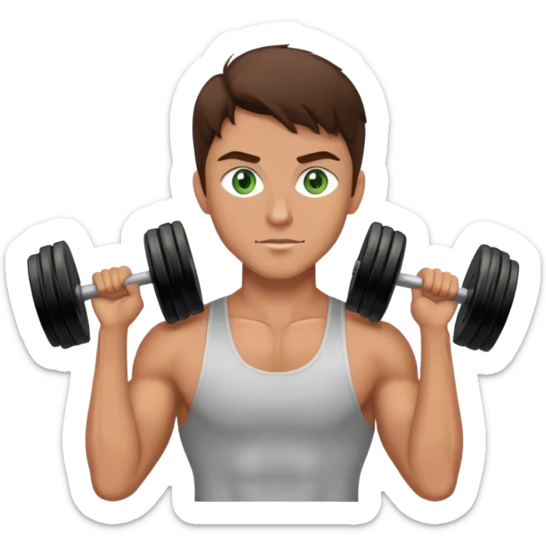 gym guy with brunette hair green eyes and tan skin sticker