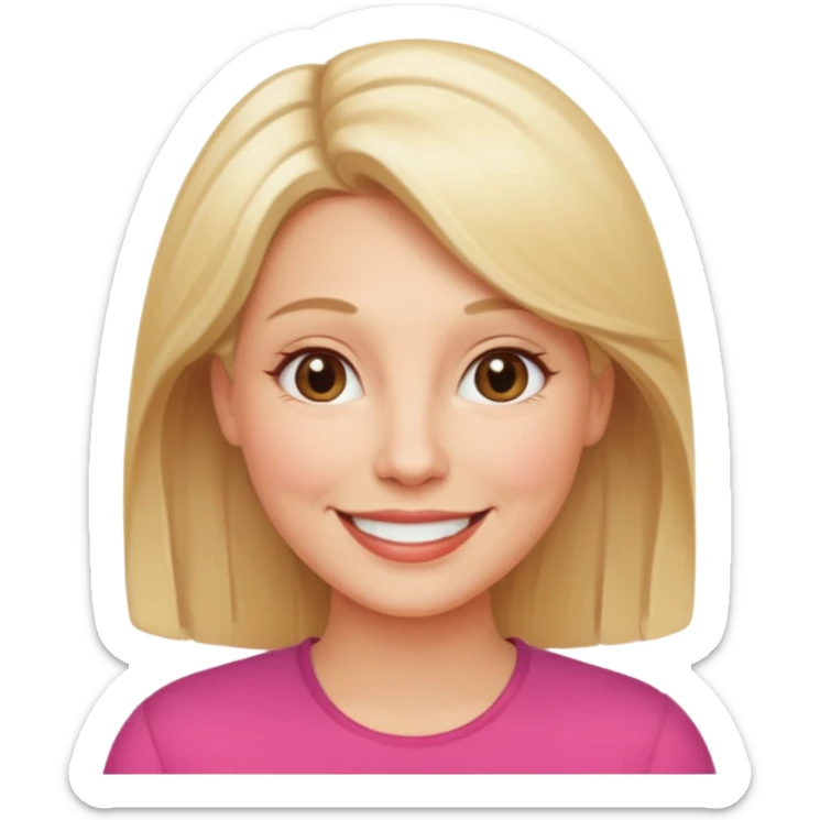 female, mid-age, blonde hair smile sticker
