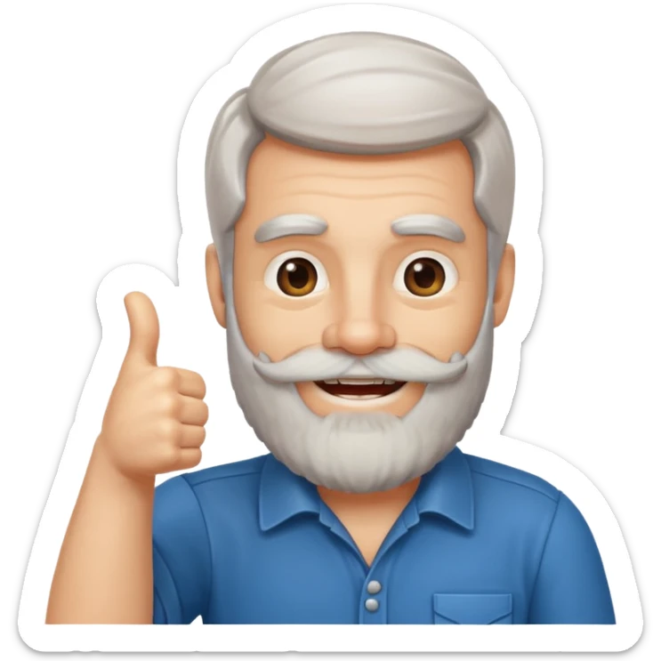happy boomer giving a thumbs up and the boomer should have a beard sticker