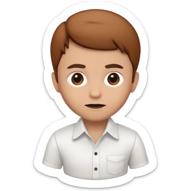 A 3D cartoon white shirt with a brown soil stain in the center, smooth fabric texture, bright lighting, realistic Memoji-style look. sticker