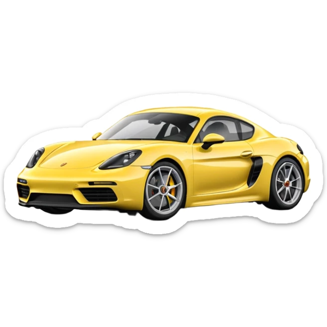 Chalk colored 2024 Porsche 718 Cayman GTS 4.0 with yellow ceramic brakes sticker