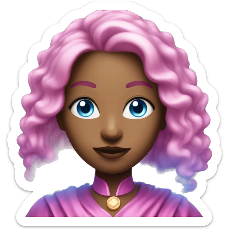 magical diva with pink andromedan skin long hair and blue eyes glowing third eye sticker