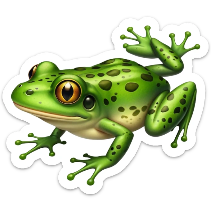 frog trying to catch a fly with tongue out and crossed eyes sticker