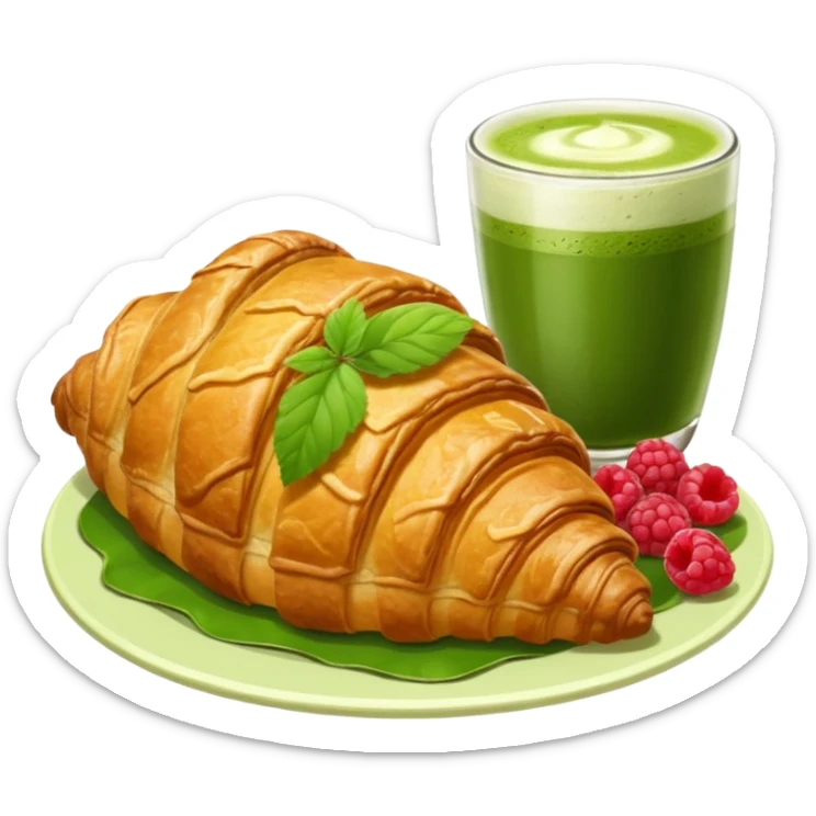 Giant Croissant with a coup of matcha and rasberry sticker