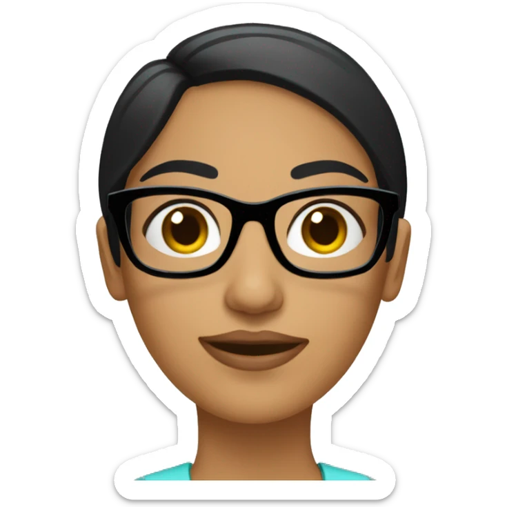 Hispanic woman with short straight black hair  and dark glasses sticker