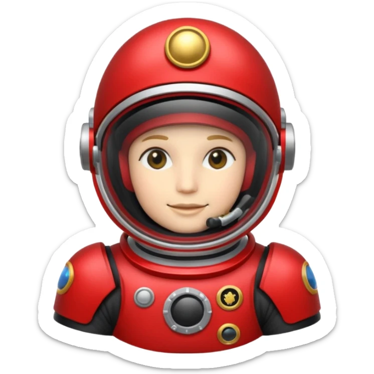 Money astronaut, red and black design, having a logo of "AIOT" sticker