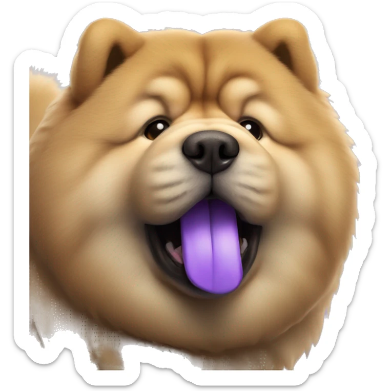 Chow chow with purple tongue, full-body, photorealistic 4k sticker