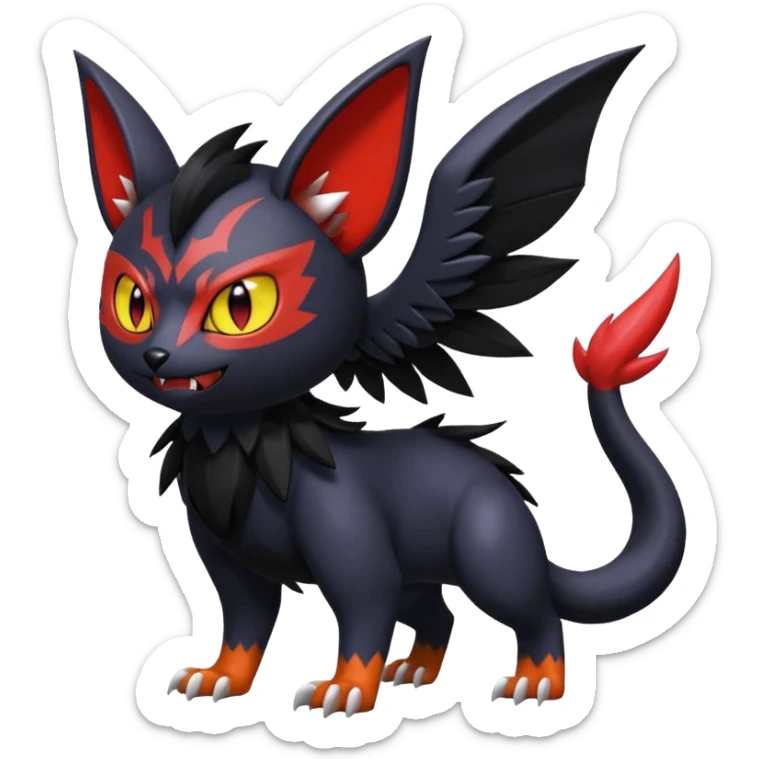 Noibat-Nargacuga-Litten-Torracat-fusion-Fakemon-Pokémon-creature  sticker