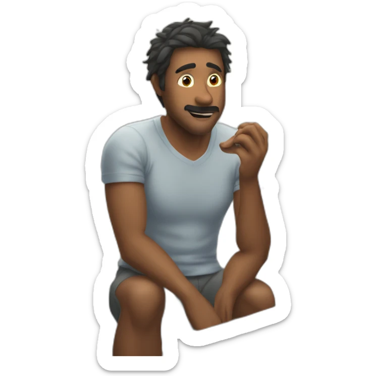 Picture of a man in his bathroom looking at his reflection but actually seeing him as a wolf sticker