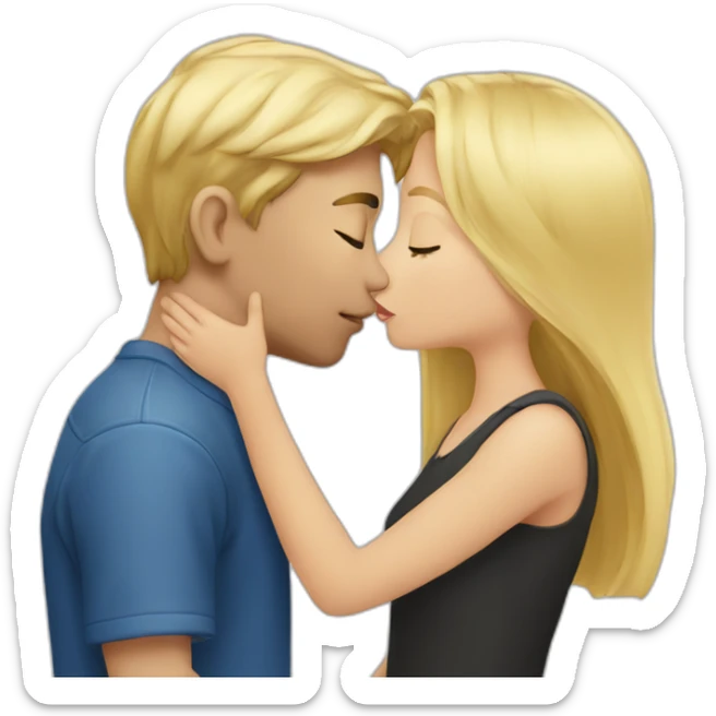 a blonde girl kissing blond europeen boy sticker