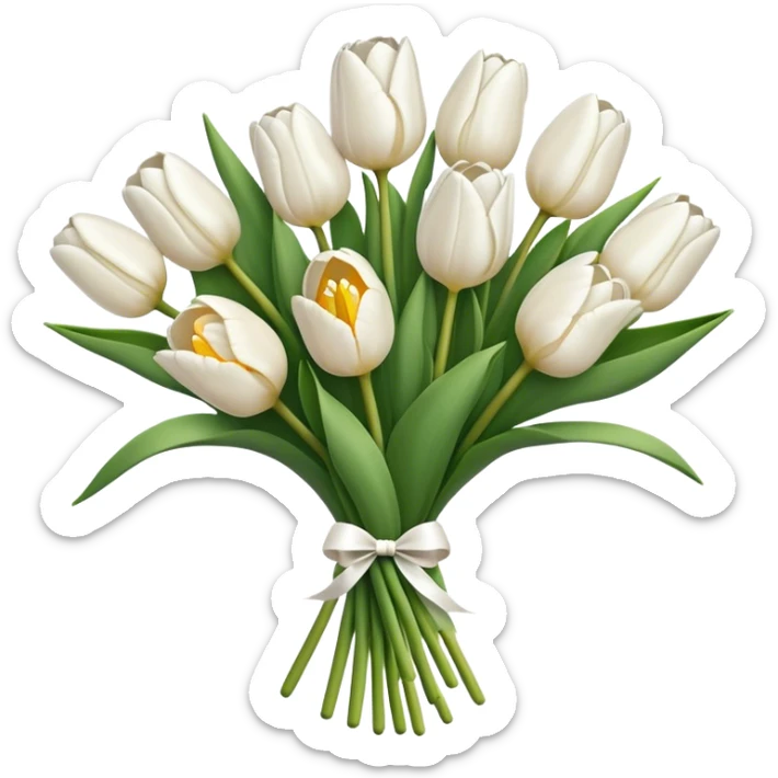 white tulip bouquet  sticker