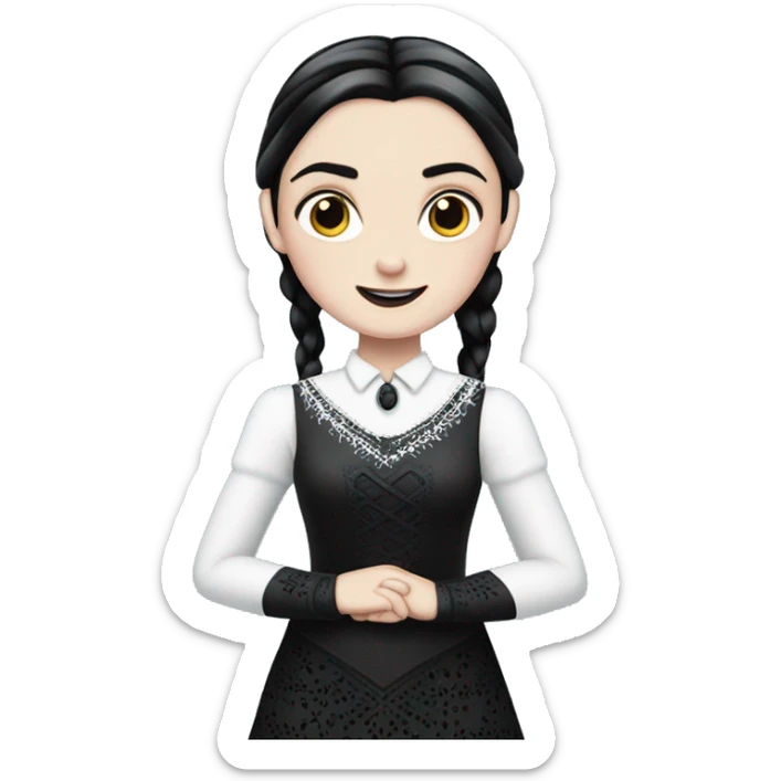 wednesday addams wearing frozen's elsa dress sticker
