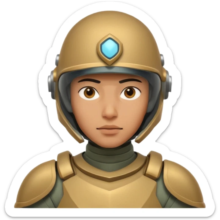futuristic armored soldier human portrait, head and shoulders only, South Asian facial features, helmet visor, sci-fi armor details, 3D cartoon, mobile game icon style, clean background, no text, no watermark
 sticker