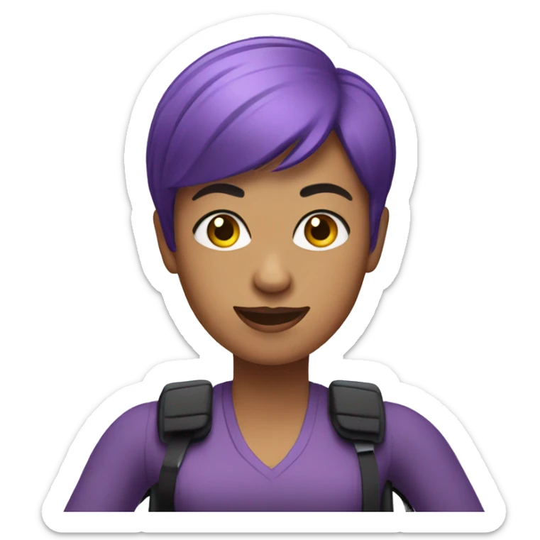 Purple short haired woman in powered wheelchair  sticker