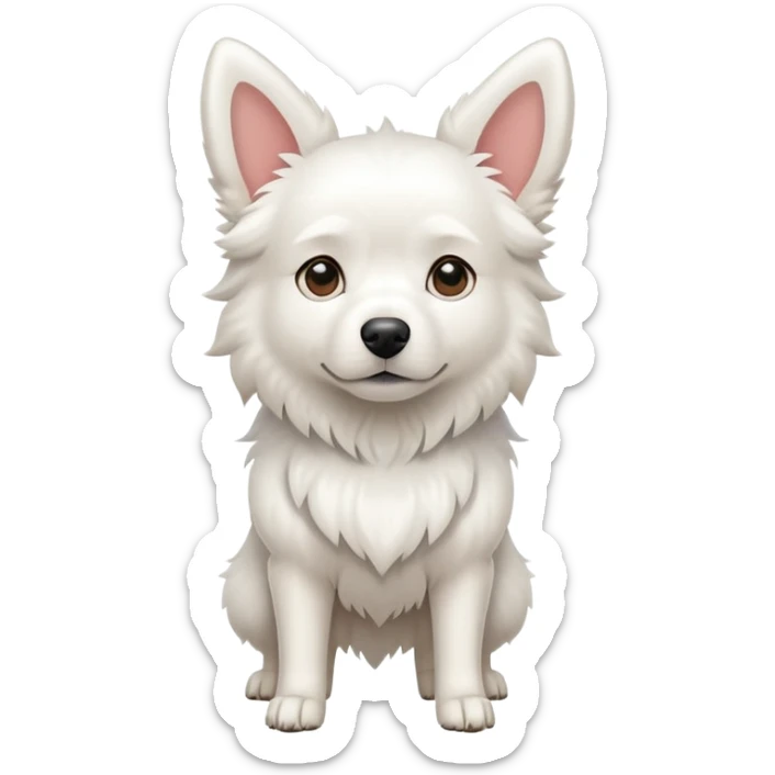 Full body shot of white Moody dog ​​with pointed ears sticker