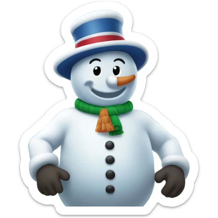 Frosty the Snowman standing in Puerto Rico island  sticker