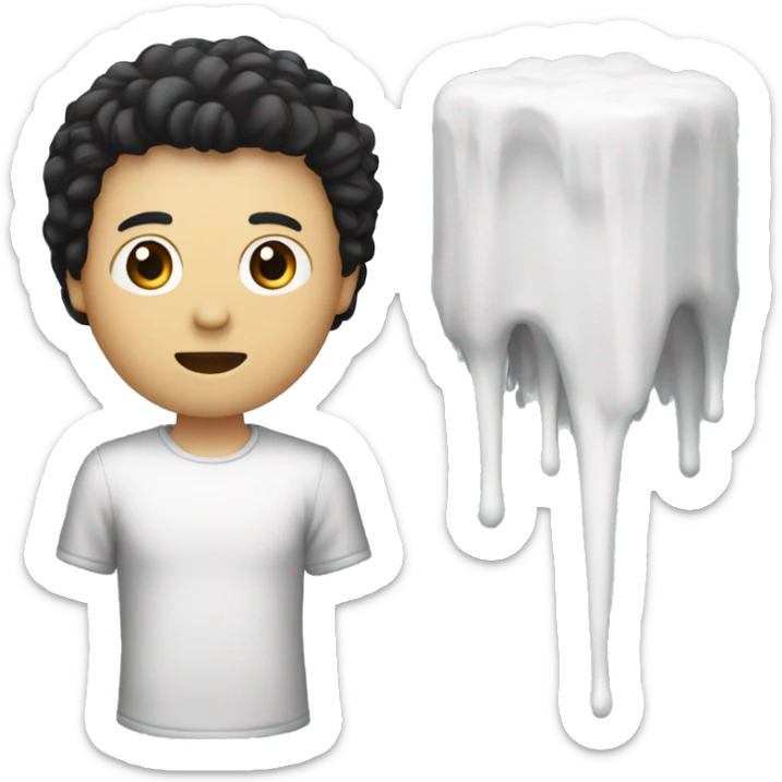 Person hair is balck and he is white and he wird glaces and There is a box on the left sticker