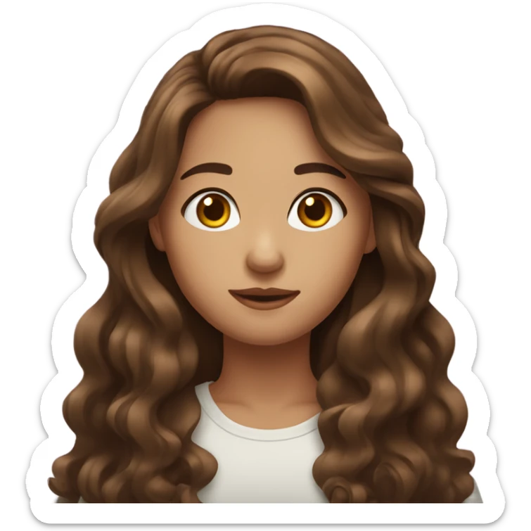 girl with long brown wavy hair and brown eyes sticker