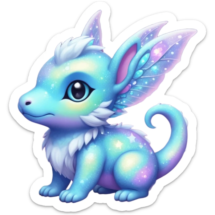 Pastel nebula furry realistic glittery Randomly-faerie-drake-colored sparkly exotic Fakémon-creature sticker