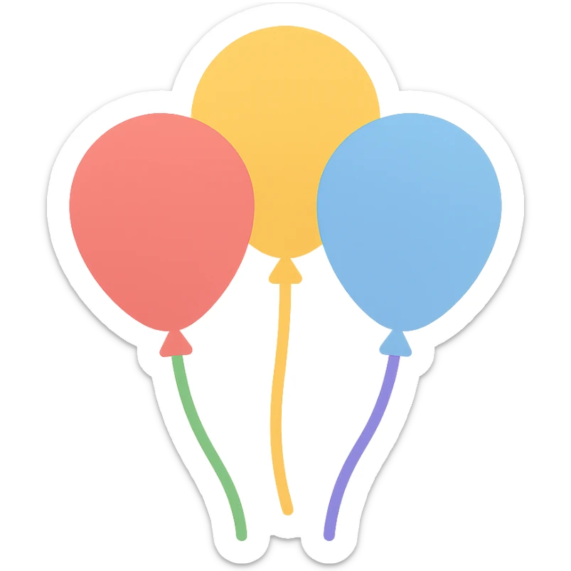 a bunch of colorful balloons, simple and cheerful sticker