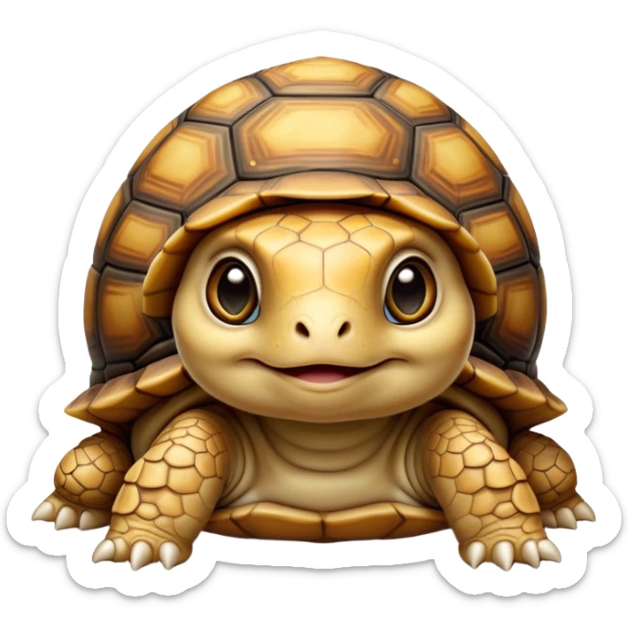 cinematic-baby tortoise-realistic--emoji,,-cute-wise-face-peering-ahead-with-calm-determination,-cute large-eyes-reflecting-centuries of wisdom, sticker
