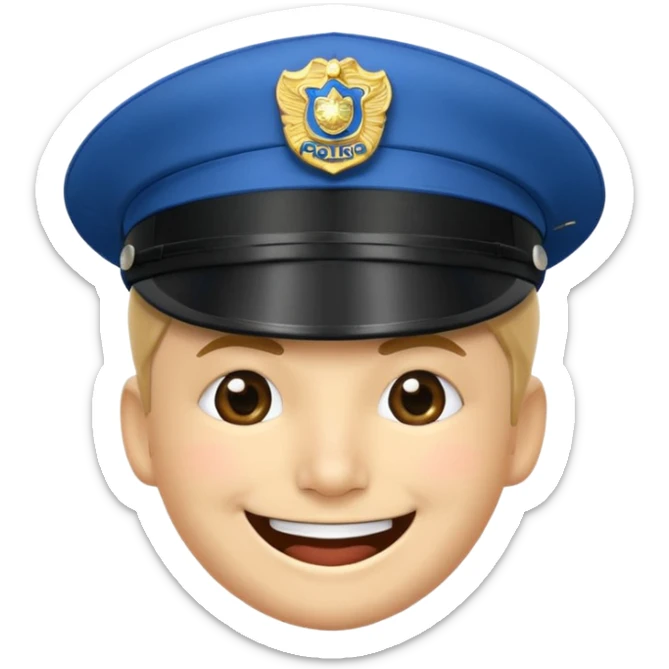 Emoticono de policía sonriente con gorra de policía municipal de Pamplona  sticker