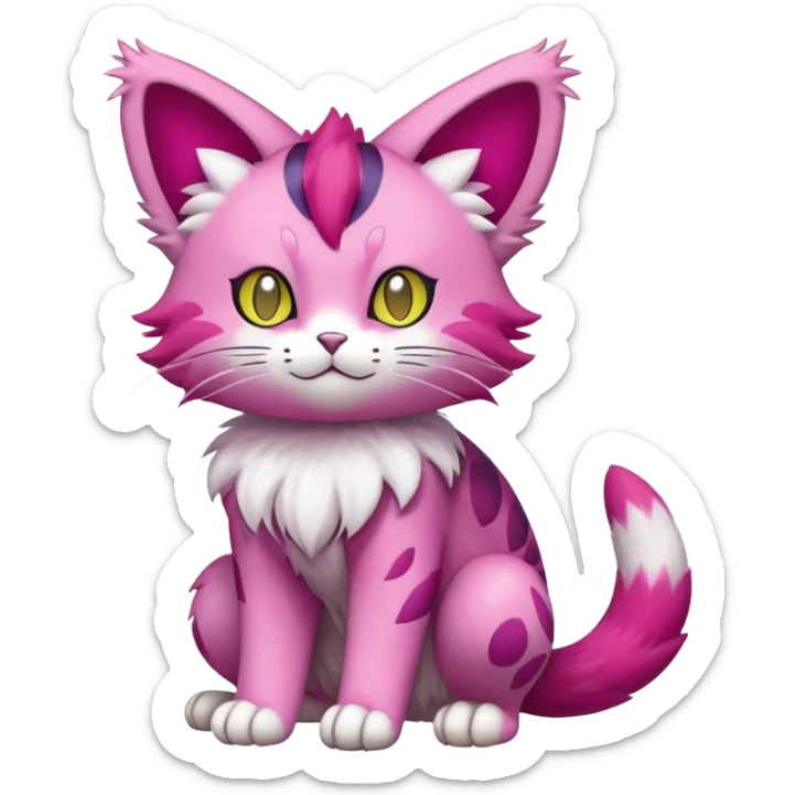 Colorful Liepard-Skitty-Delcatty-Pokémon-Fakémon-hybrid-creature (full body) sticker