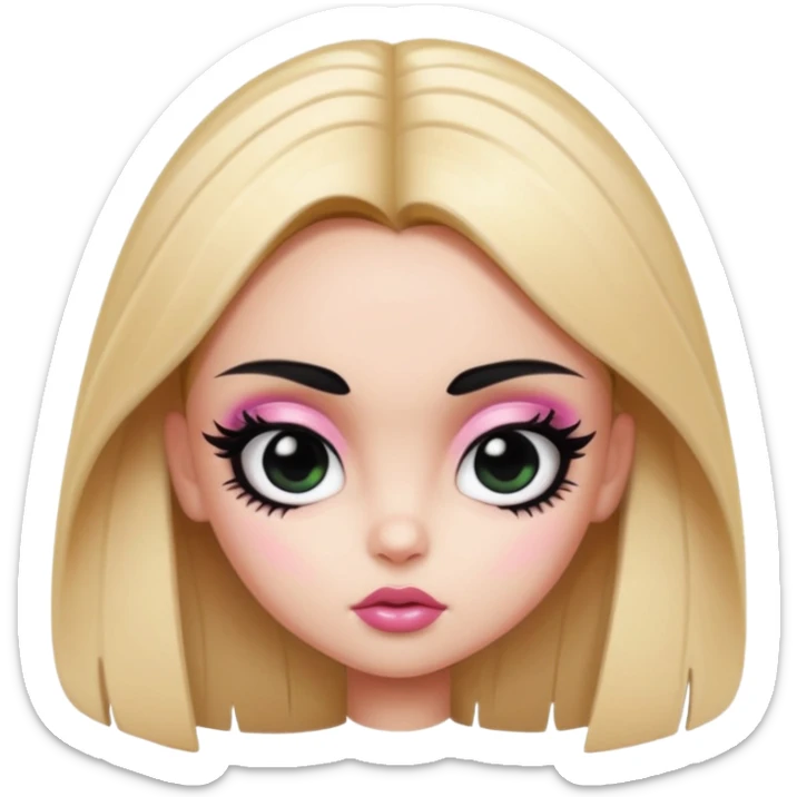 powerpuff girls blossm russian features, beauty, pretty eyes, black eyeliner, pretty bratz baddie sticker