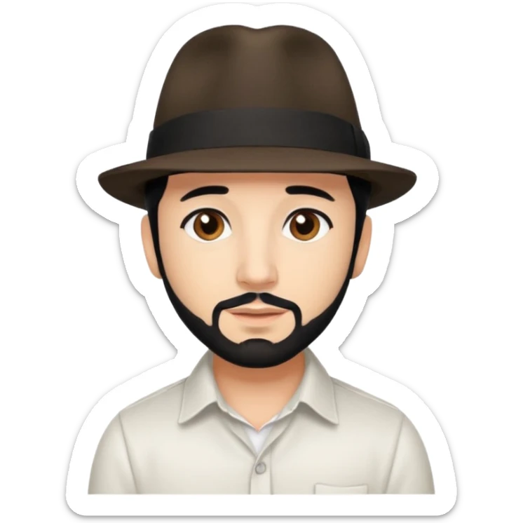AJ McLean brown eyes, black hair, white shirt and fedora hat sticker