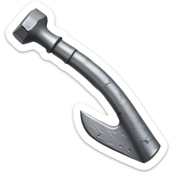 small, fat metal nail with a bent shaft, partially hammered into a wooden surface sticker