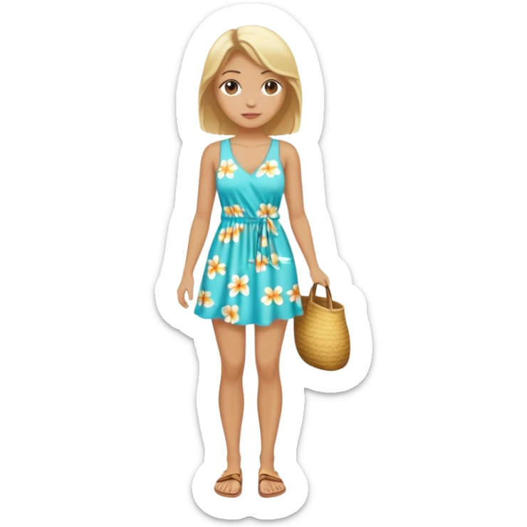 blond woman with beach outfit dress full body sticker