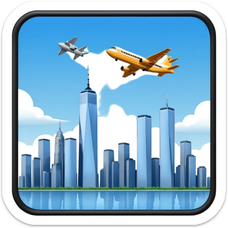 the number 21 on a plane flying near the twin towers sticker