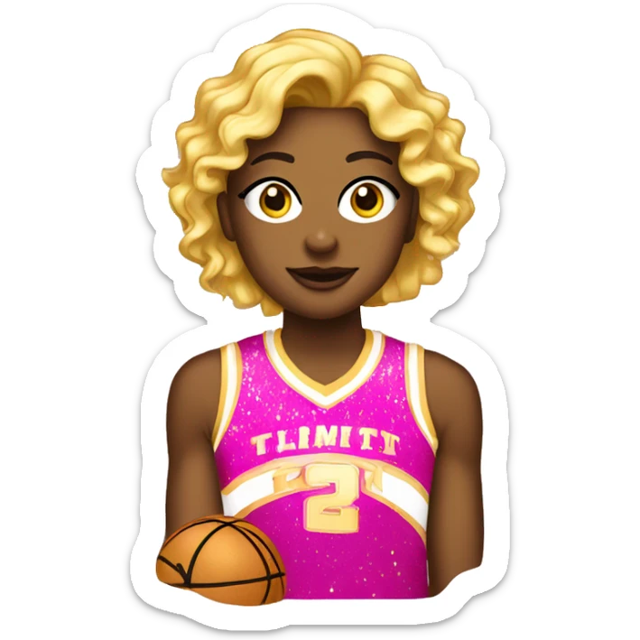 A sparkly basketball with pink and gold accents, showing off that boujee courtside style. sticker