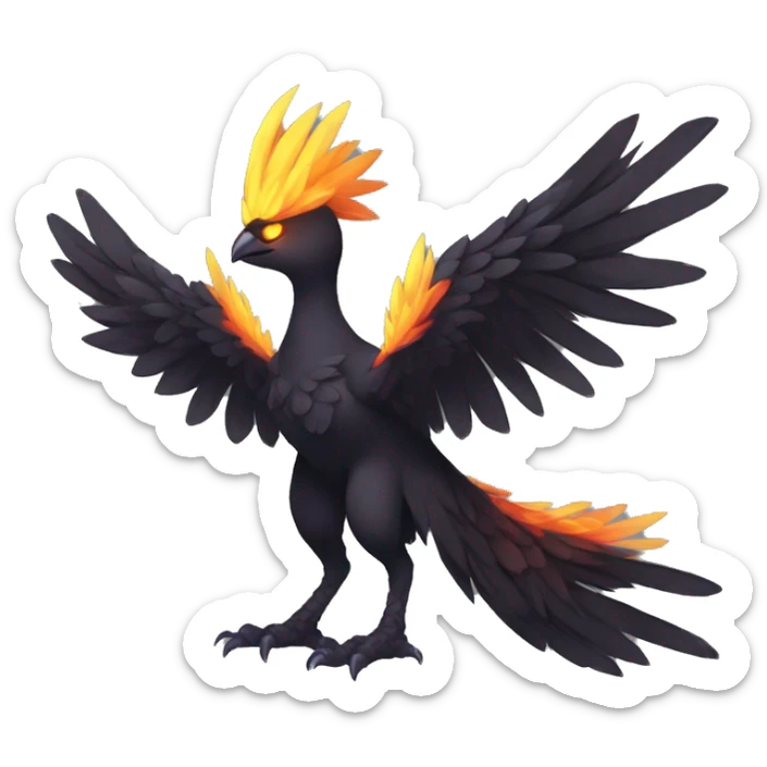 Edgy Fantasy legendary dark bird shadow-type-Phoenix Fakemon full body sticker